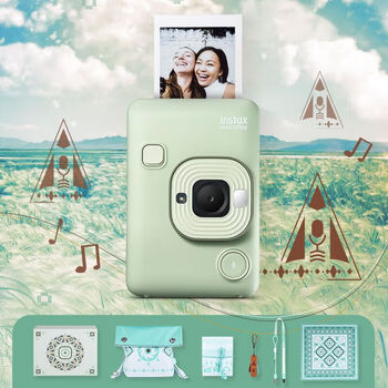 Fujifilminstax instant mini liplay one-time imaging camera gift box set mobile phone photo printing matcha green (including nomadic pastoral accessories box) standard