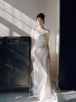 French style bride wedding forest style light wedding dress one shoulder super fairy simple sense welcome outing dress wedding dress xl xl