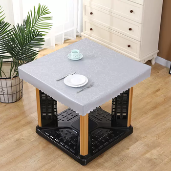 Yusenyi tablecloth fire-proof no-wash waterproof rectangular table leather cover square fire table stove cover oil coffee table electric stove cover high-end internet celebrity gray (printed thickened version) 80x80