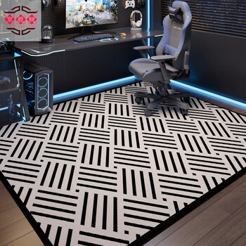Sailoto gaming room carpet computer chair floor mat swivel chair mat gaming chair waterproof wipeable no-slip anti-slip mat household stain-resistant grid line 200cm*300cm