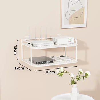 Yusenyi projector punch hole tv set-top box bracket storage bracket-free simple router wall-mounted rack white double layer 30cm