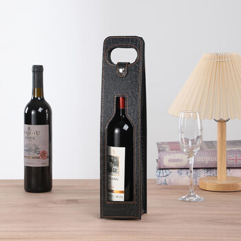 Fantasy spot red wine gift box red wine window wine packaging handbag double pack wine gift portable hollow matte crocodile black single tote bag-window