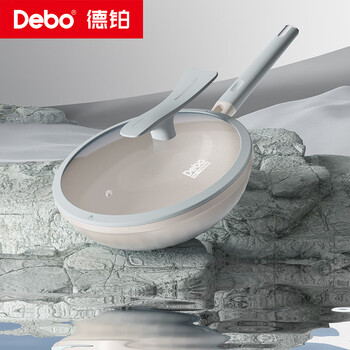Debo debo douyin same style wok with titanium uncoated non-stick multi-purpose frying and wok household 32cm