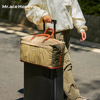 Mr.ace homme large-capacity short-distance travel bag women's foldable business trip luggage bag lightweight expansion crossbody handbag men's mountain green