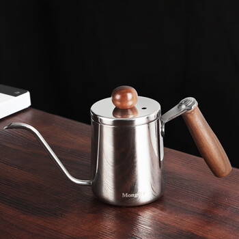 Mongdio hand brewing kettle, hand brewing coffee pot, slender mouth stainless steel kettle, professional hand brewing coffee brewing kettle, natural color hand brewing kettle-350ml