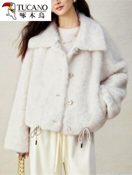 Woodpecker xiaohu sheep fur one-piece mink fur jacket women's 2026 winter short eco-friendly thickened lamb fleece top milk white milk white m