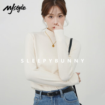 Mj style half turtleneck bottoming shirt for women 2026 winter new velvet warm and skin-friendly slim inner long-sleeved bottoming shirt