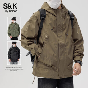 Baleno s&k series trendy brand three-proof jacket men's autumn and winter cotton thickening workwear windproof jacket clothes men's brown jacket xl 130-150 catties
