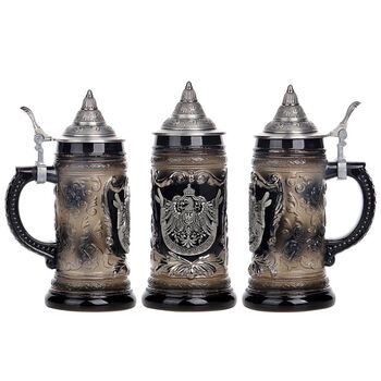 Ceramic hand-painted german craft beer mug handmade cup fully handmade wine glass water cup creative european style 1 purple black glaze eagle piece