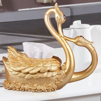 Yusenyi swan tissue box european style high-end tissue box creative home living room simple multi-functional tissue box high-end swan full gold
