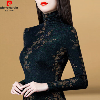 Pierre cardin high collar outer wear inner bottoming shirt for women 2025 autumn and winter new style middle-aged mother temperament velvet small sweater autumn top velvet 2xl