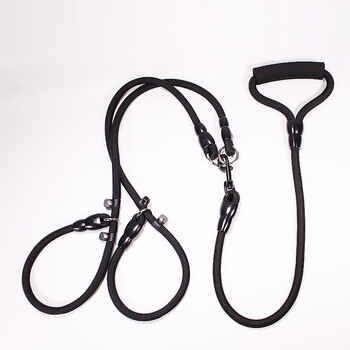 One-to-two dog leash, double-headed dog leash, one-to-three dog leash, multi-head disassembly dog leash for medium and large dogs, black, one-to-two, l size-large