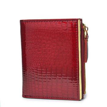 Sefulun (seefulun) high-looking genuine leather short ultra-thin small wallet with feminine temperament crocodile pattern cowhide folding wallet multi-card slot large banknote holder red-made of genuine leather gift box