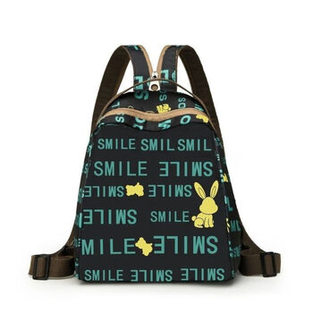 Ye yu casual fashion backpack printed multifunctional four-in-one shoulder backpack mommy lightweight backpack chest bag black background green letters on both sides pockets
