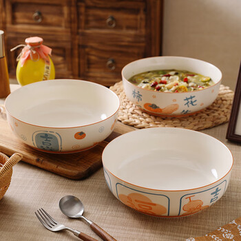 Sheli chinese-style blessing bowl large bowl 10-inch sea bowl beautiful snail powder hairy blood soup bowl soup basin pickled cabbage fish basin