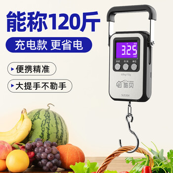 Kubei household portable electronic scale high-precision small hook luggage express portable scale stall spring hanging scale rechargeable model can weigh 120 pounds