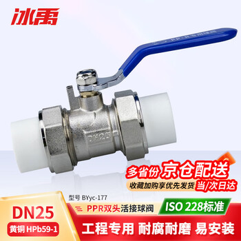 Bingyu byyc-177 dang/next day delivery ppr brass union ball valve electroplated double union nickel plated valve dn25