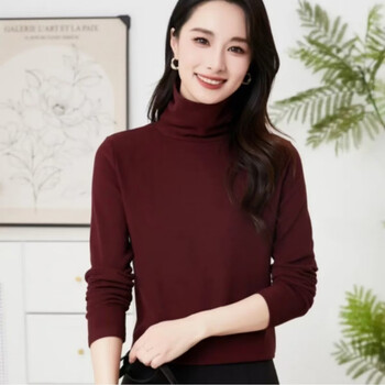 Double-sided australian velvet angora red turtleneck bottoming shirt for women in autumn and winter, versatile temperament and slim inner wear, angora red 3xl (recommended weight 150-170 catties)