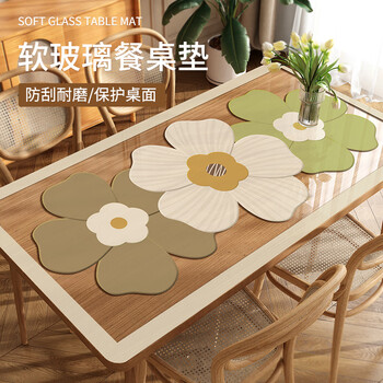 Budis soft glass transparent table mat oil-proof, waterproof, anti-scalding, no-wash pvc cuttable crystal plate tablecloth 140*80cm
