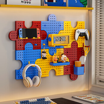 Kaman hole board storage rack dopamine student dormitory desktop wall desk storage entrance wall hanging without punching on the wall 2 sets red, yellow and blue with accessories