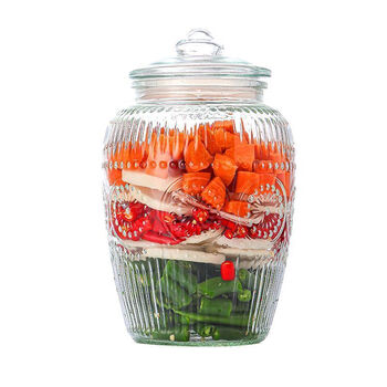 Aifengge large glass storage jar with lid, pickle jar, thickened sealed jar, home pickled pickle jar, multigrain pickle jar 2000 ml, large pickle jar + sealing lid + tea sachet, sunflower sealed jar/storage jar/pickle jar