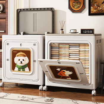 Naming clothes storage box home extra large capacity foldable flip organizing box seasonal quilt clothing storage storage cabinet gray bichon style foldable/with pulleys