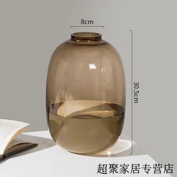 Big belly glass vase, snow willow, horse and drunken wood hanging clock, classic true color glass small mouth sample room flower arrangement device, great joy, amber, thickened 1400g