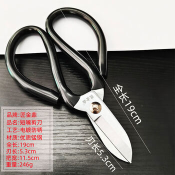 接运猫匠金鼎电工专用剪刀高硬度家用甲鱼剪龙骨剪短嘴铁皮剪锋利工业用 黑柄电工剪-短嘴加厚防锈-1把装