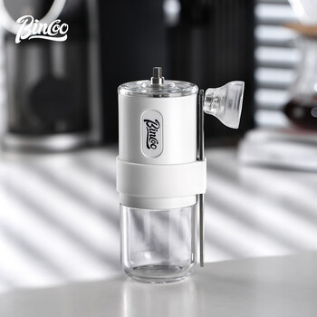 Bincoo coffee grinder outdoor hand grinder portable folding hand brewing coffee hand grinding coffee machine home white mini portable stowable rocker visible powder bin
