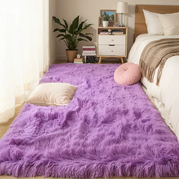 Yusenyi french carpet bedroom bedside blanket thickened new cushion girl's room living room coffee table blanket non-shedding solid color plush purple (soft upgrade and thickening) 140x200cm