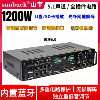 Shanyu sunbuck new exclusive edition hifi fever sound quality bluetooth amplifier 220v/12v power supply mode u disk sd card playback 6080bt-5.1 dynamic pointer version bluetooth amplifier