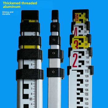Nj threaded aluminum alloy 3-meter 5-meter 7-meter tower ruler telescopic ruler scale rod with horizontal height ruler 3-meter tower ruler (ordinary type) with tower ruler buckle (ordinary express_)