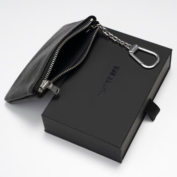 Toptier bro 25ss genuine cowhide card holder mini portable keychain pendant bag coin purse storage bag black ___ in stock