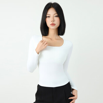 Jeanswest jeanswest women's 2025 winter new double-sided velvet long-sleeved bottoming shirt with chest pads, same style in the mall, off-white 8110 m 160/85