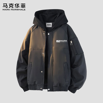 Mark huafei winter down jacket men's american fashion brand fake two-piece pilot warm workwear top jacket black l