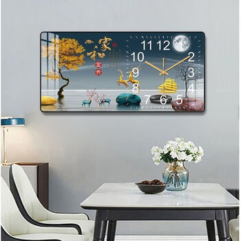 Lishi 2025 silent calendar new clock living room perpetual calendar modern simple creative no-punch home quartz wall clock jiahe fugui au 30*60cm (gold frame)