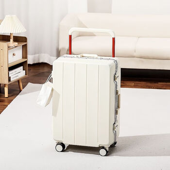 Ye yu aluminum frame wide trolley suitcase female students large capacity trolley case men strong and durable password suitcase white aluminum frame wide trolley + hook 20 inches
