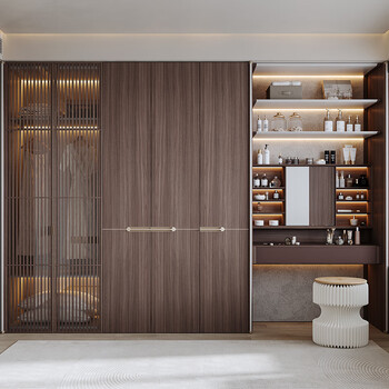 Oppein wardrobe customization, new chinese style retro national style bedroom cloakroom, enf grade environmentally friendly whole house furniture customization, yunqi prepayment