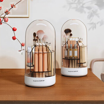 Best helper makeup brush storage box rotating transparent dustproof jewelry lipstick cosmetics storage box desktop with cover