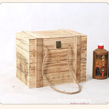Fantasy six-bottle white wine wooden box packaging wooden wine box white wine box portable cave hidden old wine box light burnt color