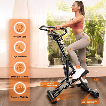 He jiagong adjustable resistance stair climbing machine indoor home mountain climbing sports fitness equipment silent climbing weight loss in-situ running step black foldable + height adjustable + step length adjustable with electronic watch mobile phone holder