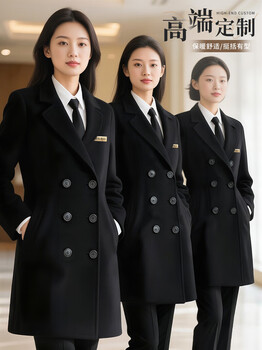 De jingtian black woolen coat work clothes autumn and winter bank professional wear hotel front desk reception sales department work clothes woolen coat-cotton thickened tdy-801 women's black 2xl