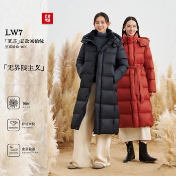 Feather down jacket winter new product extremely cold 95 white goose down thickened and longer sweating series-30 degree jacket women vl2201 black s