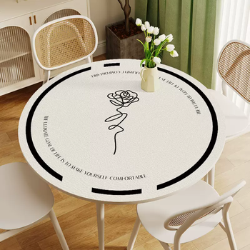 Yusenyi small round table tablecloth no-wash water and oil grade round coffee table table mat household ironing table mat dreams and flowers leather round table mat (diameter 110cm)