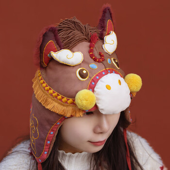 Honey diy horse head embroidery hat diy handmade material package intangible cultural heritage horse culture national trend hat children's parent-child gift adult material package (head circumference 55-58cm)