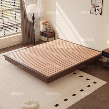 Yihongyuan north american black walnut solid wood bed without bedside 1.8 meters bed frame home master bedroom double wedding bed suspended bed black walnut single solid wood bed fas grade black walnut new style 1.8 meters thickened beech bed board