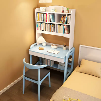 Yusenyi primary school student small table with junior high school learning home children's solid wood table computer table writing desk small household blue single table 90x60x180cm