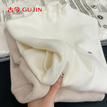 Ancient and modern (gujin) lace half turtleneck bottoming shirt for women, which can be worn outside, foreign-style autumn and winter long-sleeved layered sweater, warm top oatmeal