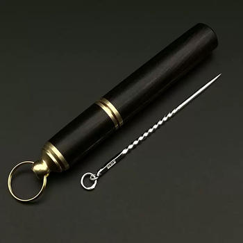 Yusenyi high-end ebony toothpick tube 999 sterling silver toothpick tooth hook ear spoon portable metal toothpick storage box mini ebony tube-999 sterling silver toothpick ebony tube-999 sterling silver toothpick