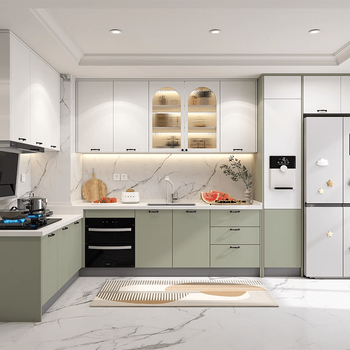 Goldenhome kitchen integrated cabinet integrated integrated cabinet customized household gas stove cabinet integrated quartz stone 1 meter base cabinet + 1 meter countertop (d012_d013_d014)